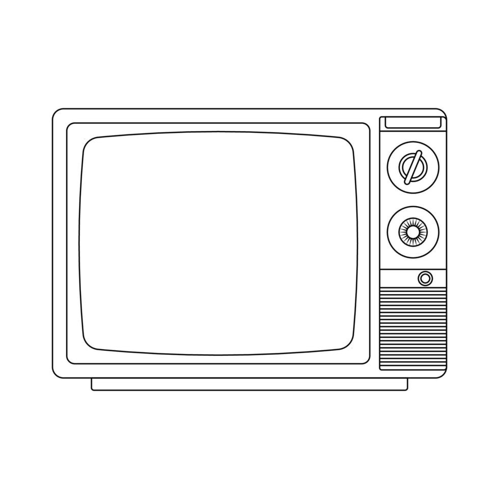 Retro TV Outline Icon Illustration on Isolated White Background vector
