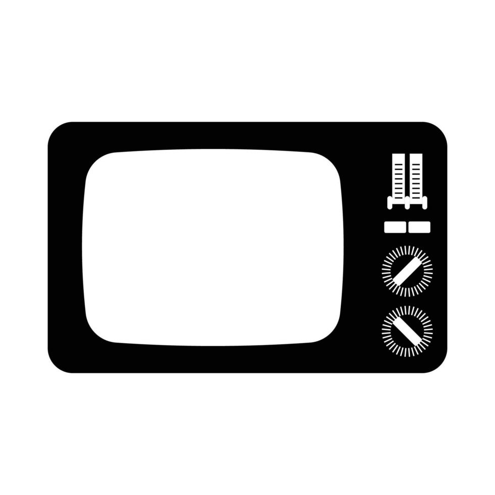 silueta de televisión retro. elemento de diseño de icono en blanco y negro sobre fondo blanco aislado vector