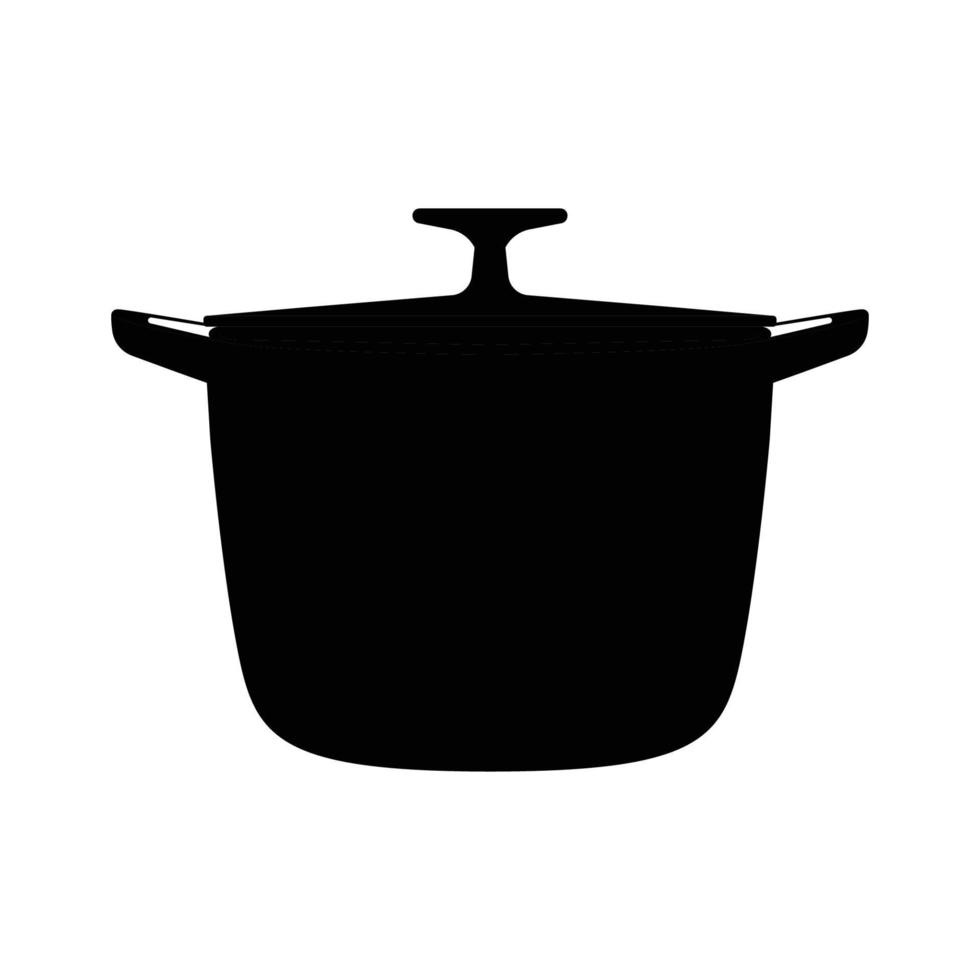 Cooking Pot Silhouette. Black and White Icon Design Element on Isolated White Background vector