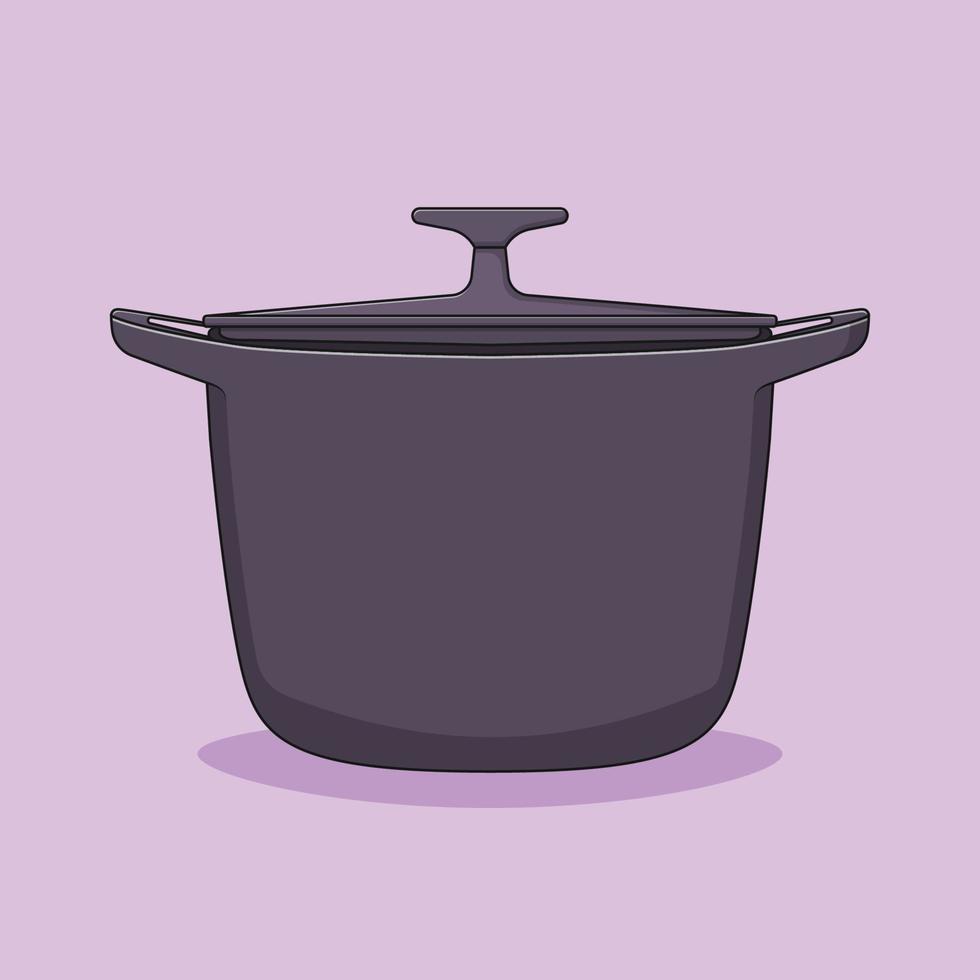 ilustración de icono de vector de olla de cocina con contorno para elemento de diseño, imágenes prediseñadas, web, página de inicio, pegatina, banner. estilo de dibujos animados plana