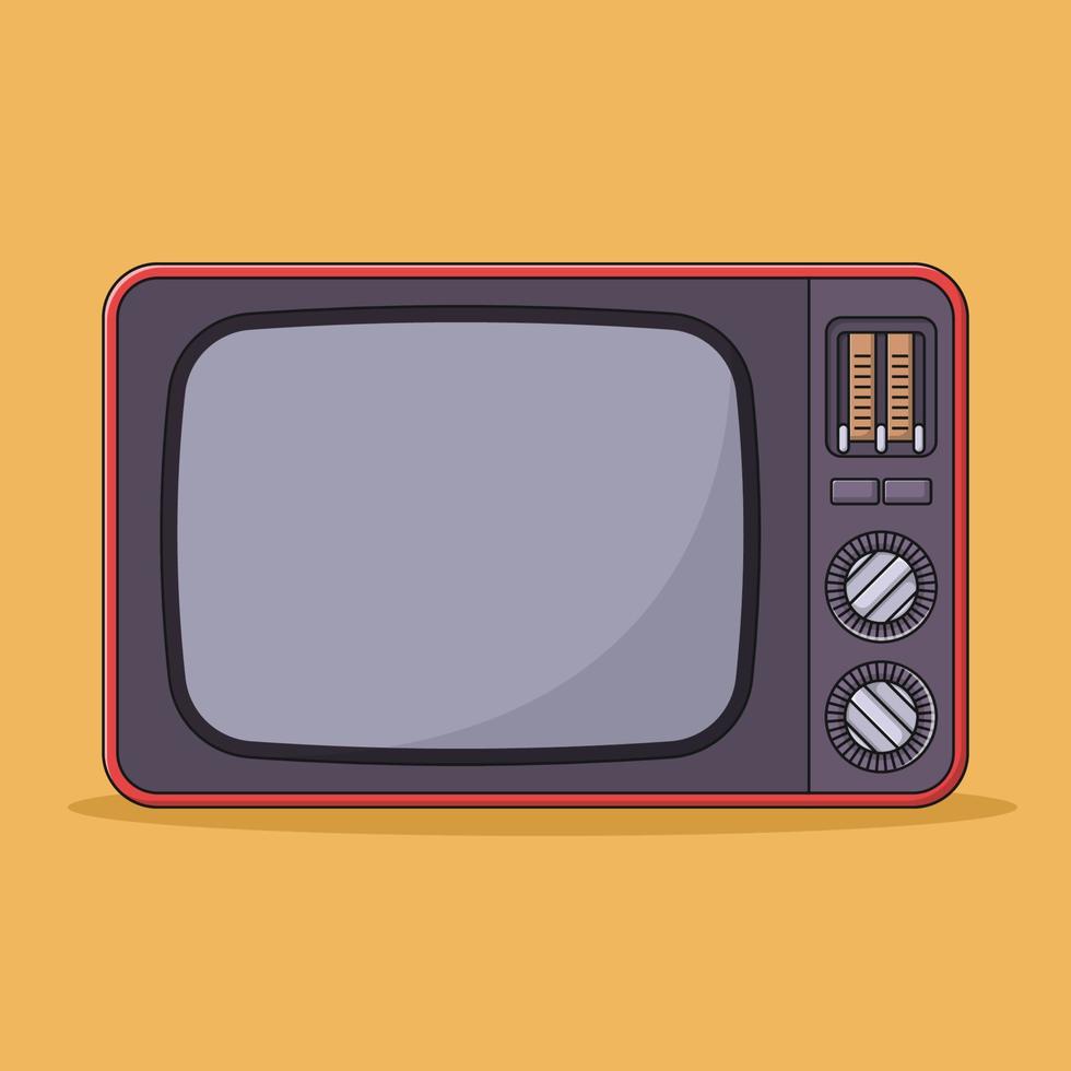 ilustración de icono de vector de tv retro con contorno para elemento de diseño, imágenes prediseñadas, web, página de destino, pegatina, banner. estilo de dibujos animados plana