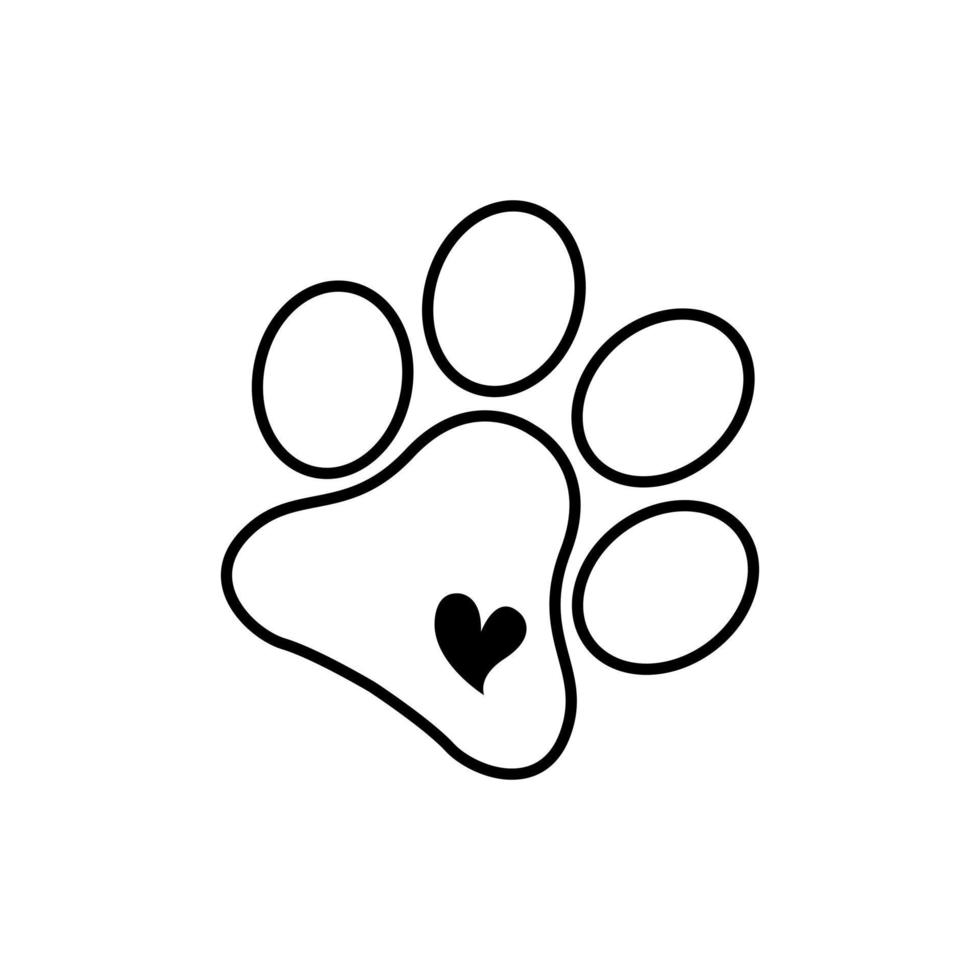 Heart paw icon vector set. Dog paw illustration sign collection. love dog symbol.