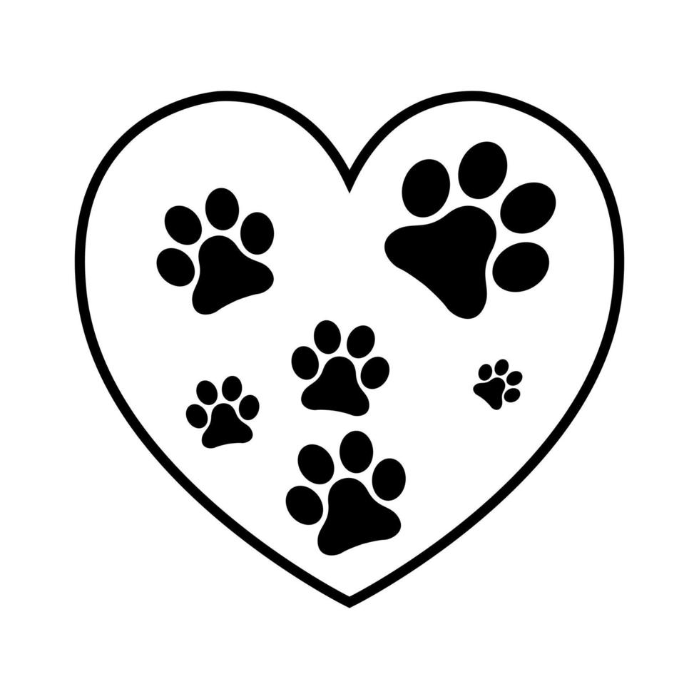 Heart paw icon vector set. Dog paw illustration sign collection. love dog symbol.