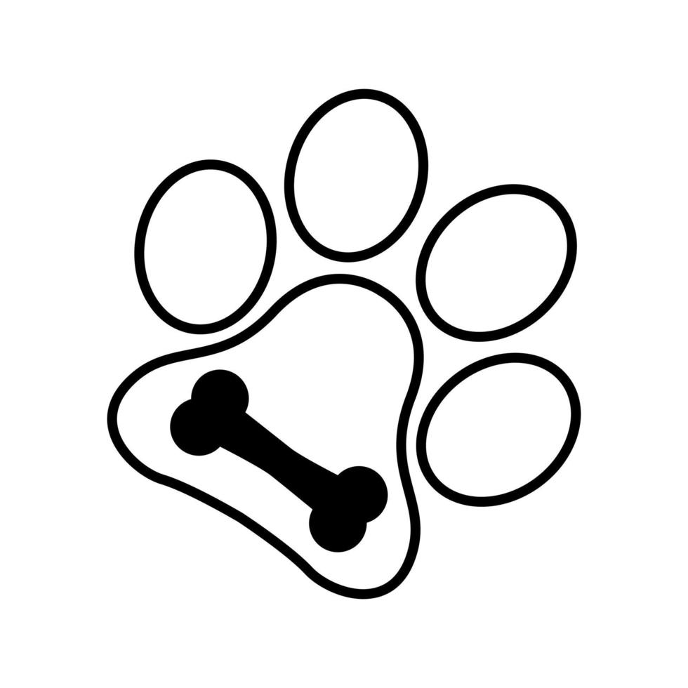 conjunto de vectores de iconos de pata de corazón. colección de signos de ilustración de pata de perro. símbolo de perro de amor.