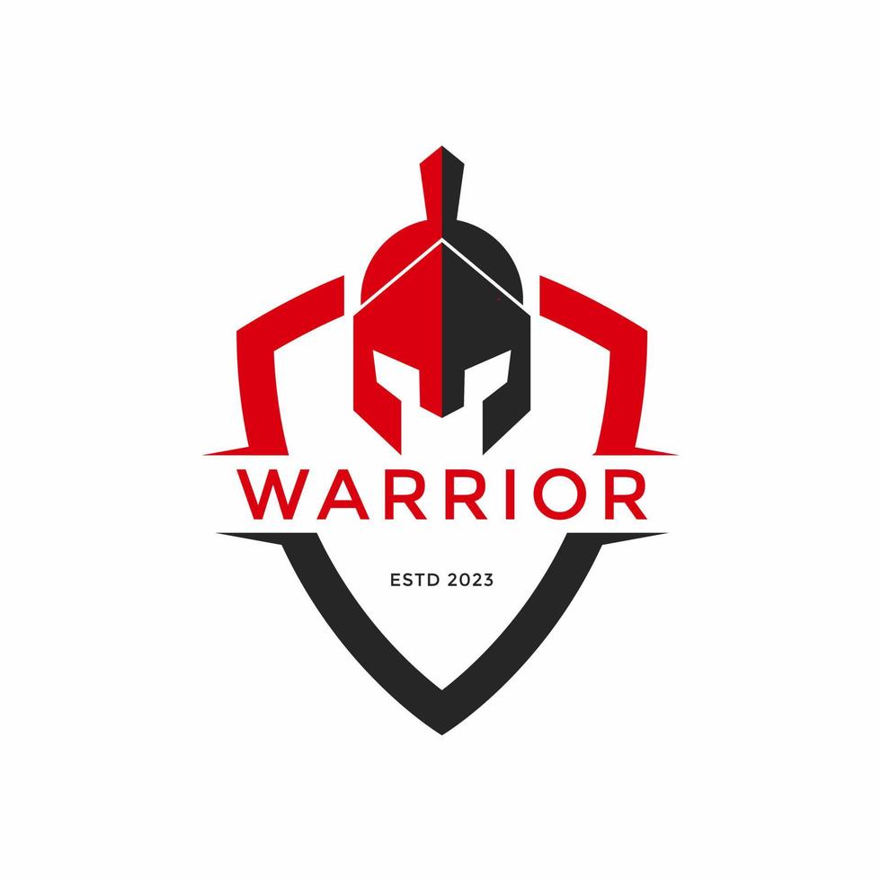 shield and helmet of the Spartan warrior symbol, emblem. Spartan helmet logo, vector illustration of spartan shield and helm, Spartan Greek gladiator helmet armor flat vector icon