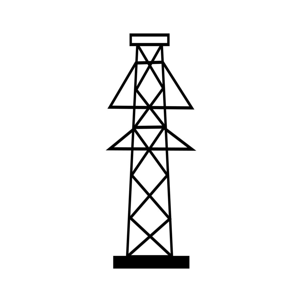 vector de icono de torre de electricidad. signo de ilustración de la torre de transmisión. símbolo de líneas eléctricas. logotipo de líneas eléctricas.