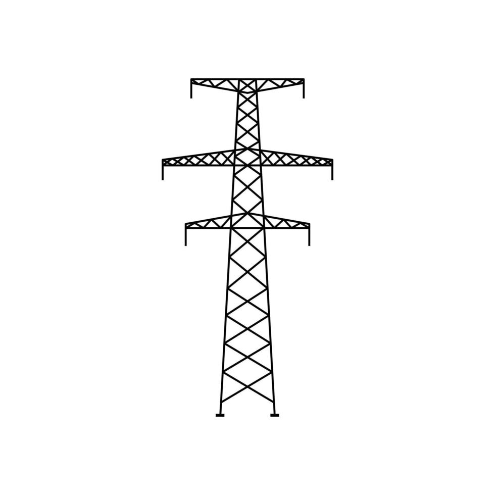 vector de icono de torre de electricidad. signo de ilustración de la torre de transmisión. símbolo de líneas eléctricas. logotipo de líneas eléctricas.