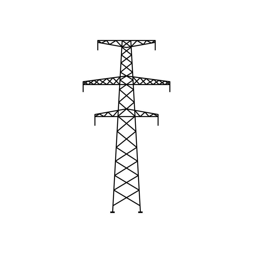 vector de icono de torre de electricidad. signo de ilustración de la torre de transmisión. símbolo de líneas eléctricas. logotipo de líneas eléctricas.