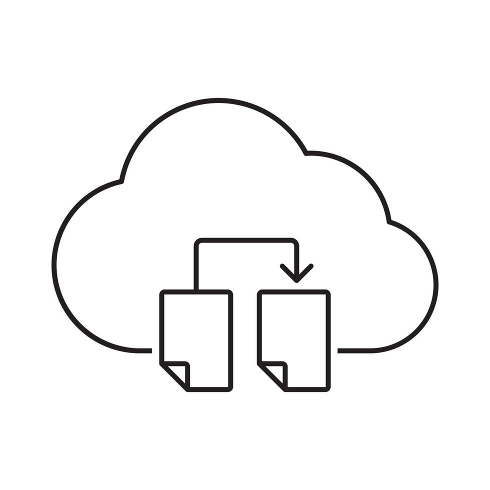 vector de icono de intercambio de datos. signo de ilustración del servidor en la nube. símbolo del almacén de datos. logotipo de la nube.