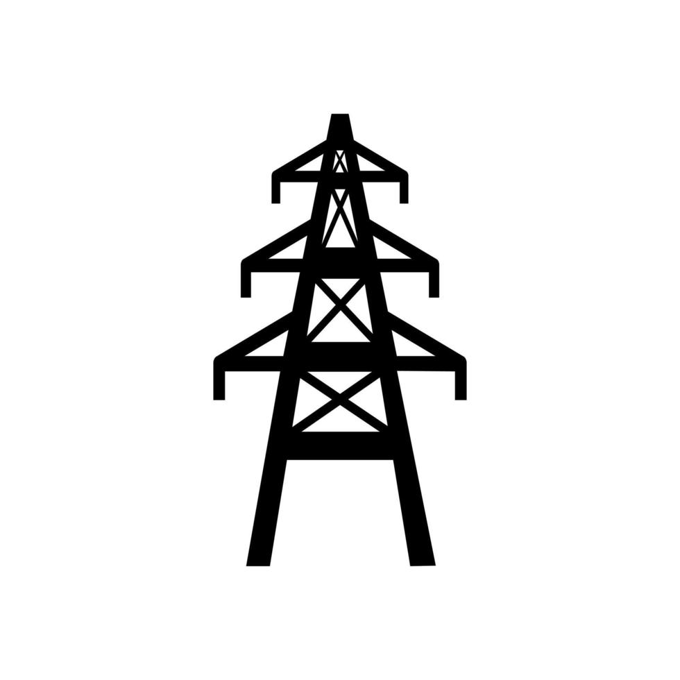 vector de icono de torre de electricidad. signo de ilustración de la torre de transmisión. símbolo de líneas eléctricas. logotipo de líneas eléctricas.