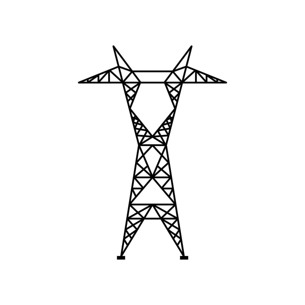 vector de icono de torre de electricidad. signo de ilustración de la torre de transmisión. símbolo de líneas eléctricas. logotipo de líneas eléctricas.