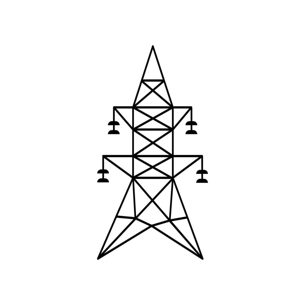 vector de icono de torre de electricidad. signo de ilustración de la torre de transmisión. símbolo de líneas eléctricas. logotipo de líneas eléctricas.