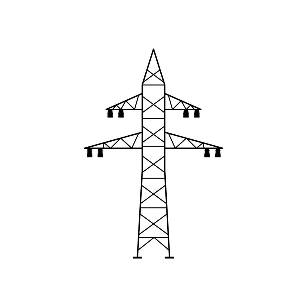 vector de icono de torre de electricidad. signo de ilustración de la torre de transmisión. símbolo de líneas eléctricas. logotipo de líneas eléctricas.