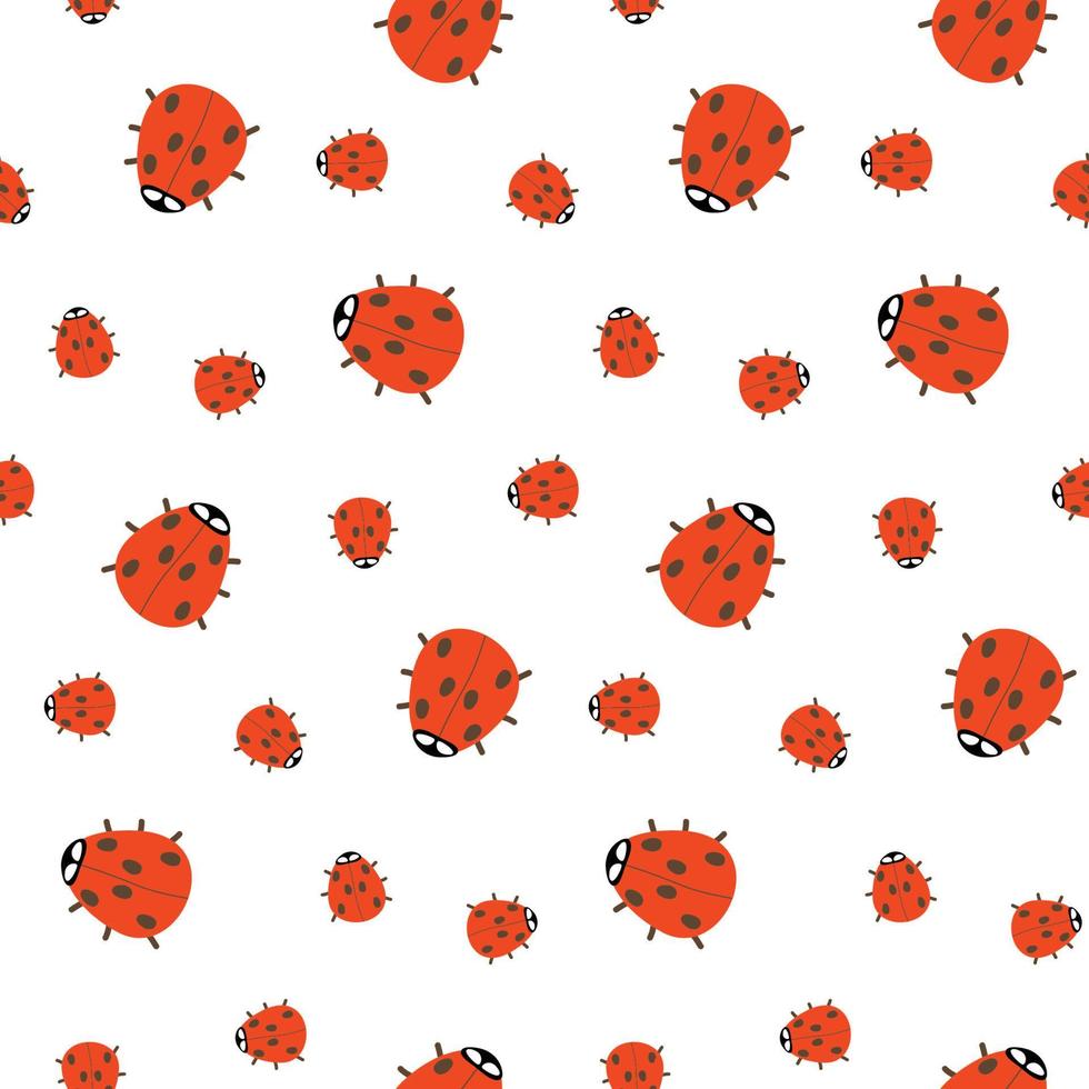 Seamless pattern with ladybugs on white. Insects background vector