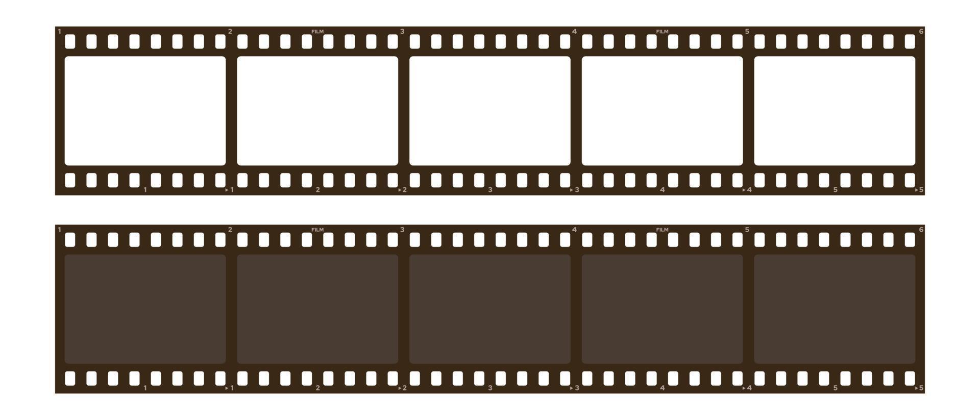 Set of filmstrip isolated on white background. Retro film strip frame. Vector illustration