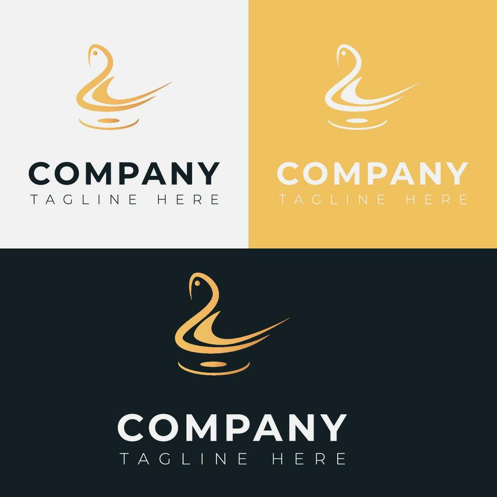 swan logo,goose or duck icon design vector in trendy and abstract luxury line outline style