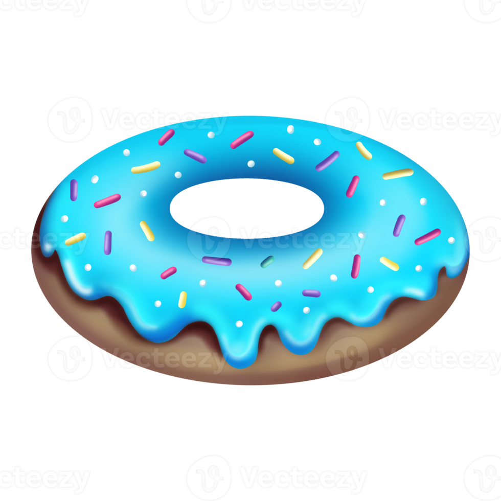 Delicious donut with icing and sprinkles png