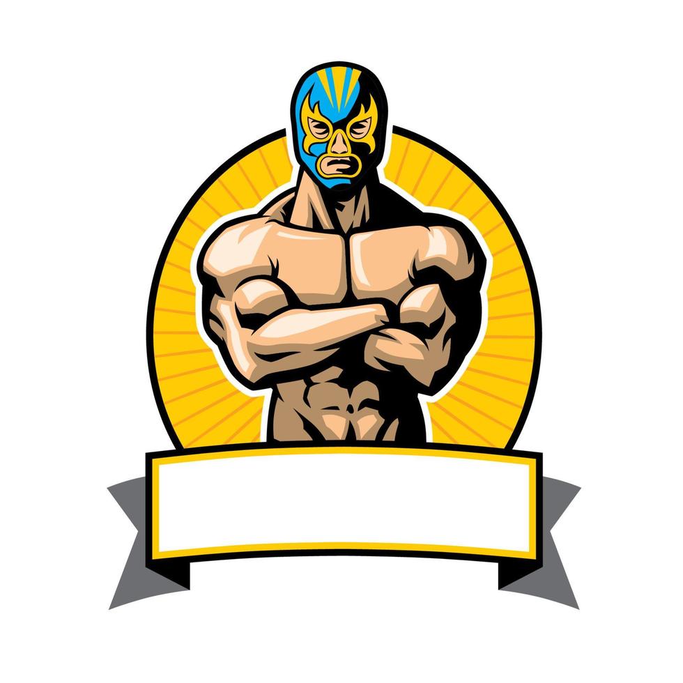 mexican wrestler pose vector