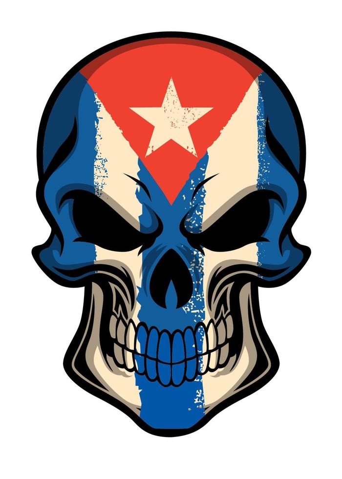 Cuba flag painted on a skull vector