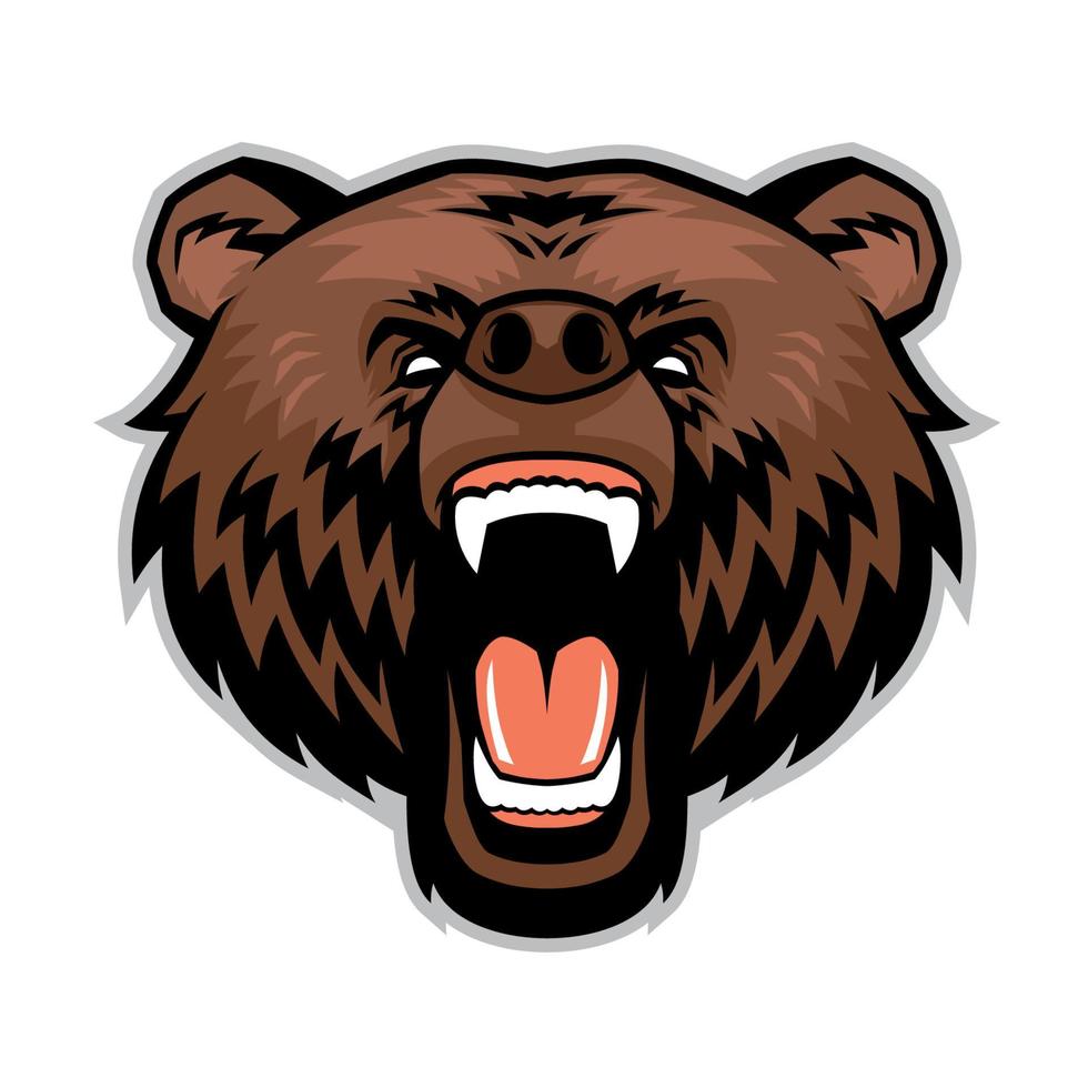 Angry brown bear head vector