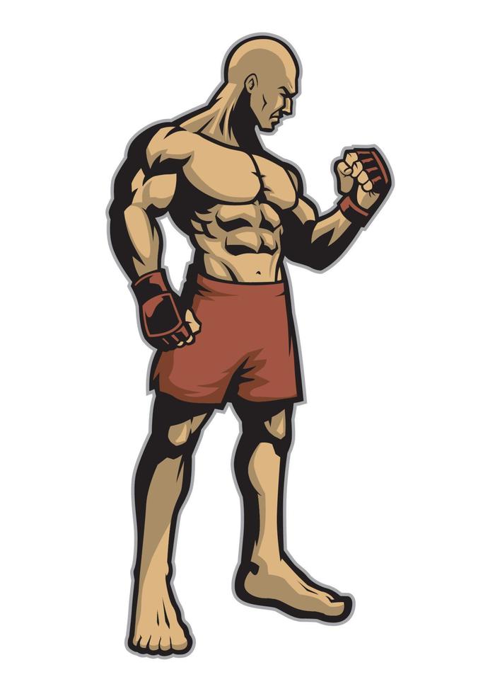 Muscle fighter standing vector