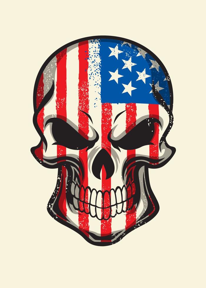 bandera americana pintada en el cráneo vector