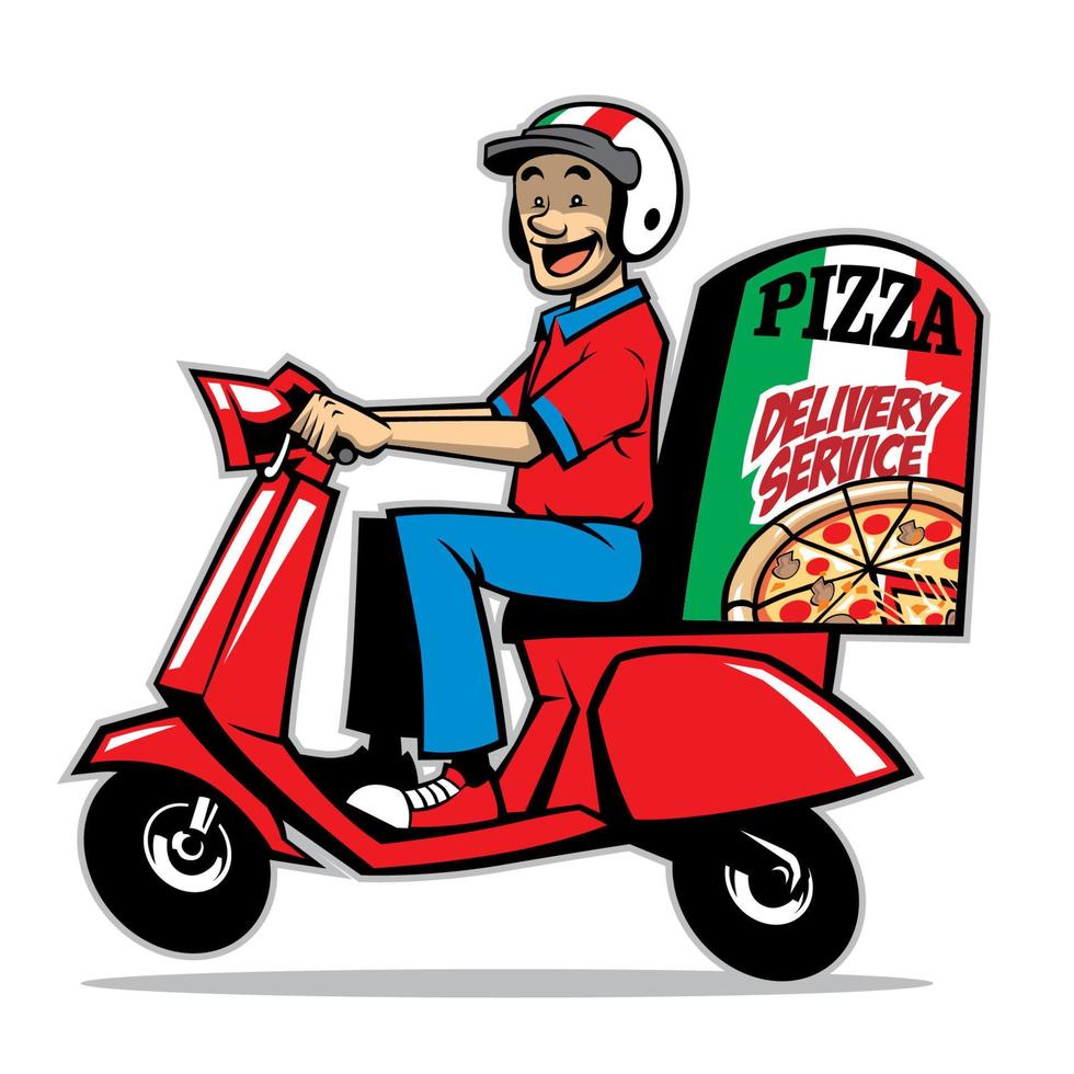 delivery service man ride a scooter vector