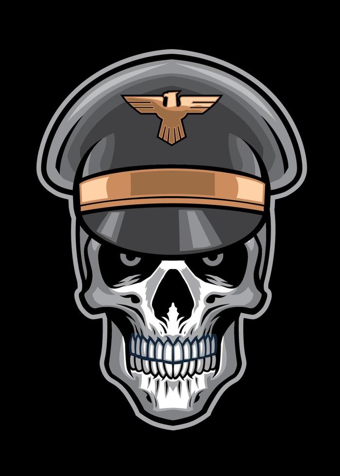 soldado calavera con sombrero militar vector