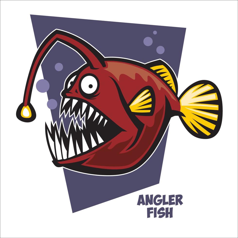 Anglerfish in cartoon style vector