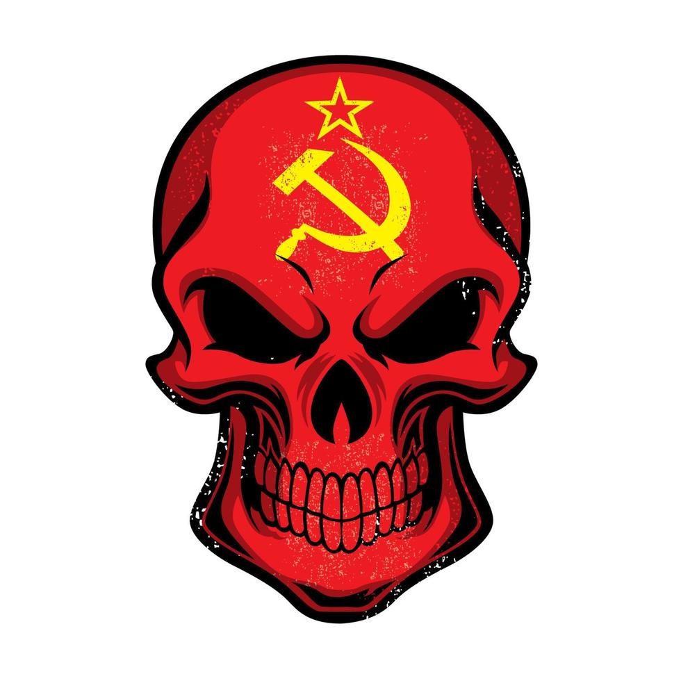 Uni Soviet flag painted on skull vector