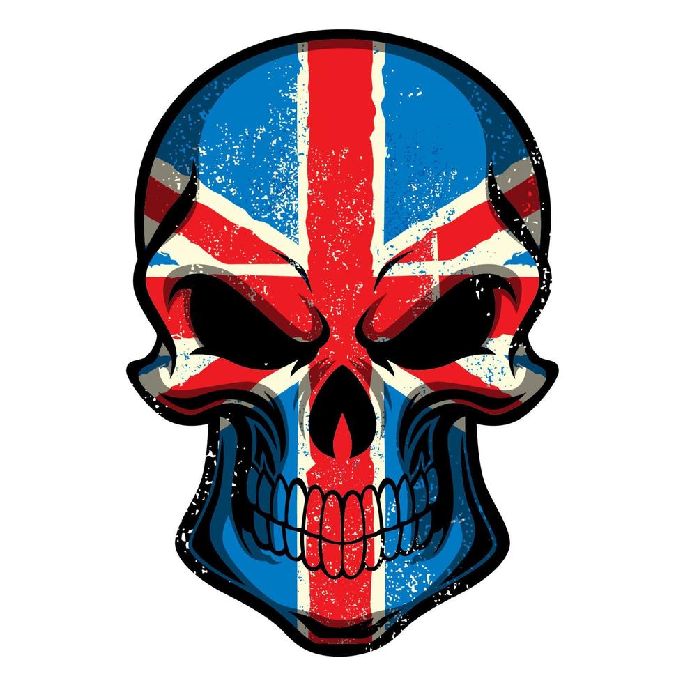bandera del reino unido pintada en el cráneo vector