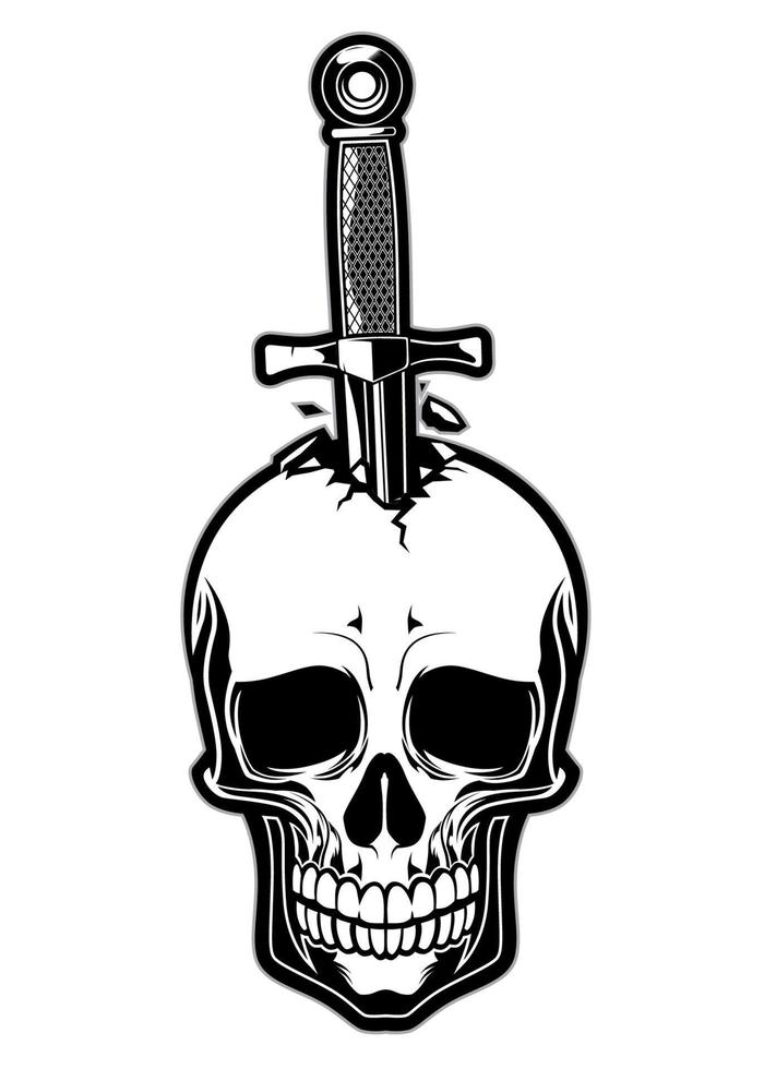 Skull stabbed by the dagger vector