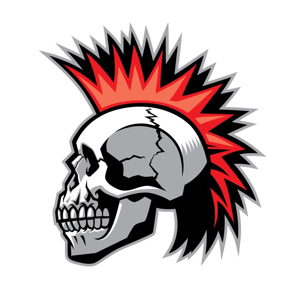 skull with mohawk hairstyle vector