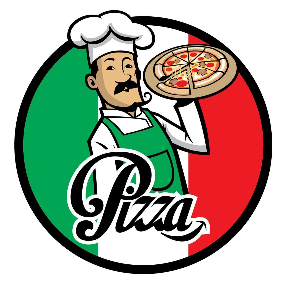 italian chef with pizza vector