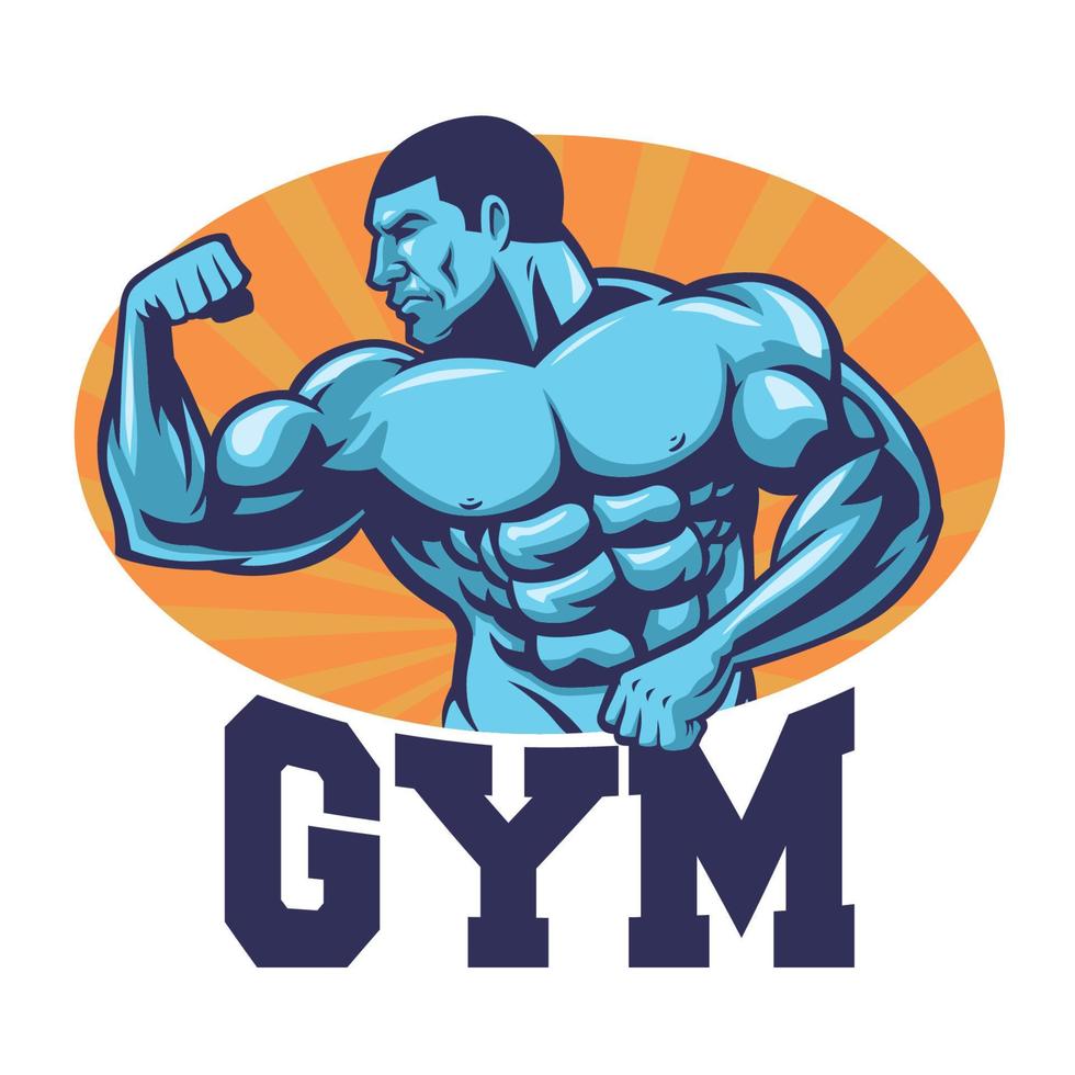 Muscle bodybuilder suitable for gym mascot vector