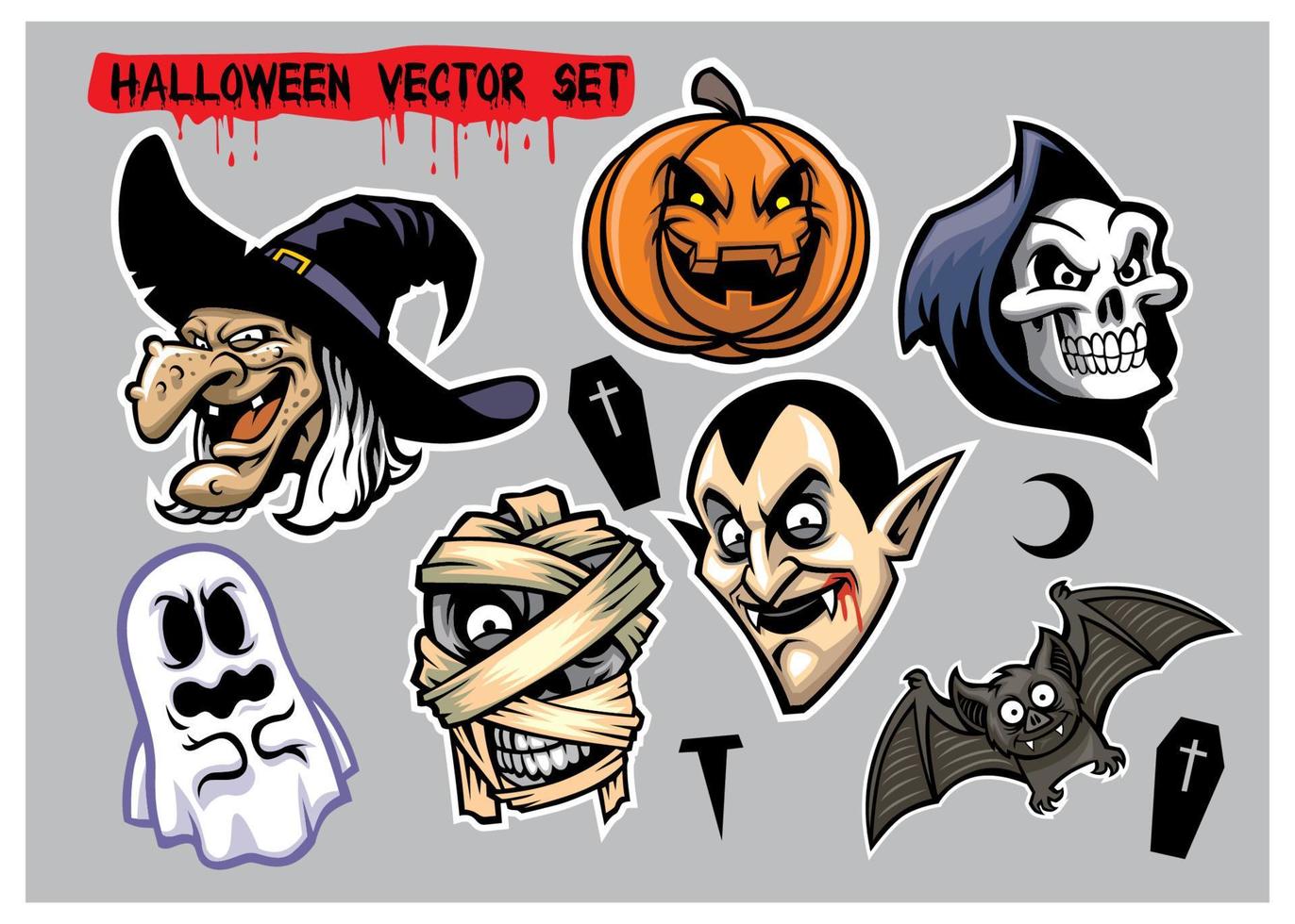 conjunto de caracteres de halloween vector