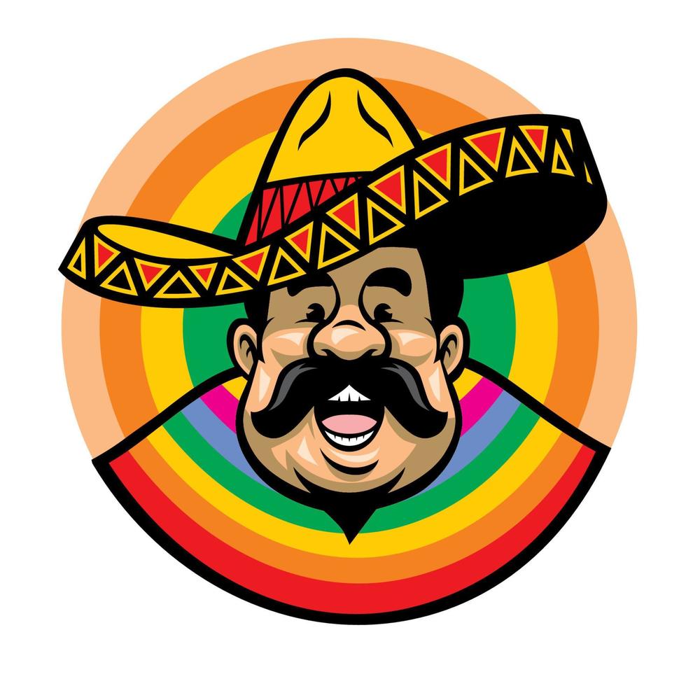 caricatura, de, sonriente, mexicano, hombre, con, sombrero vector