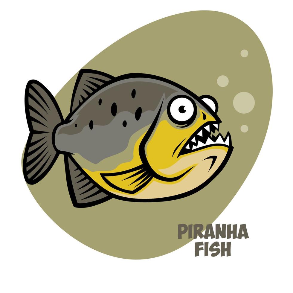 piranha fish in cartoon style vector