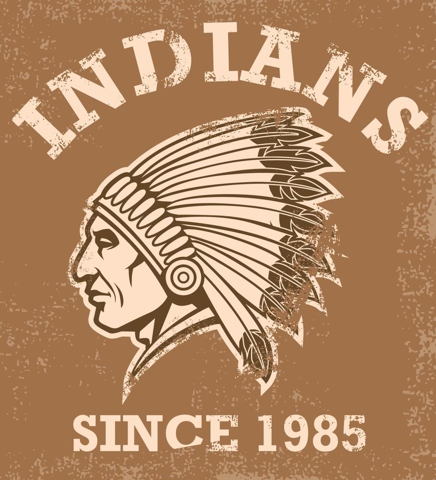 vintage indian mascot vector