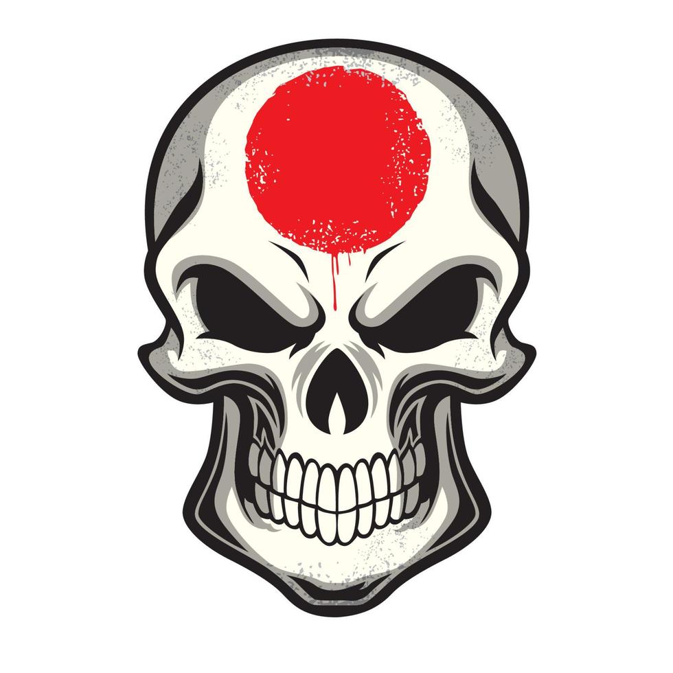 bandera de japón pintada en el cráneo vector