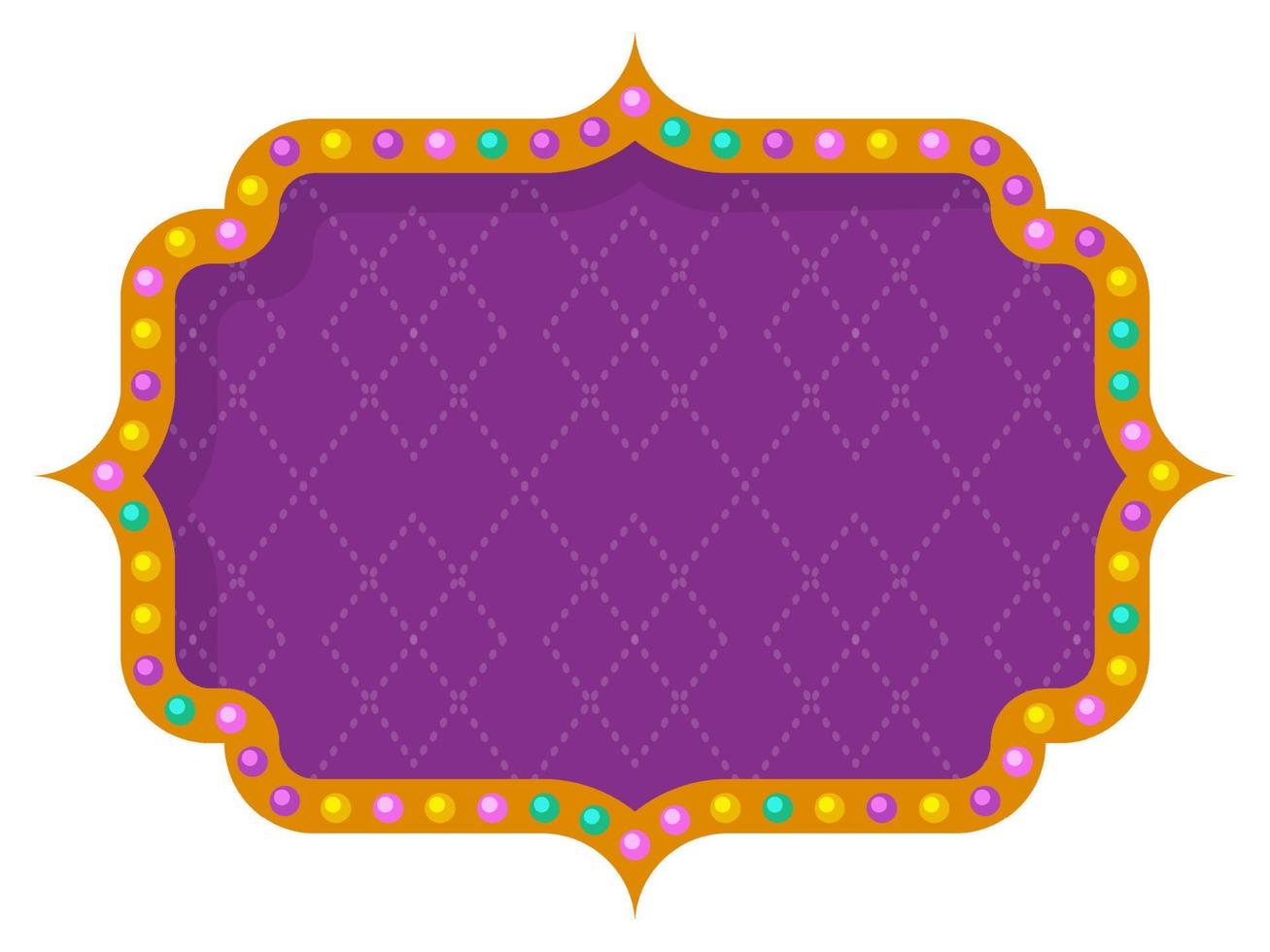 Festive frame, border in style of theater, carnival, parade. Isolated on white. Vector illustration. Template for design.