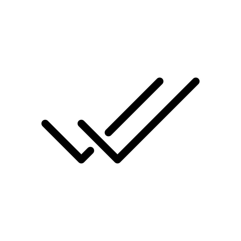 marca de verificación doble, marca doble, entregado, icono visto en el diseño de estilo de línea aislado en fondo blanco. trazo editable. vector