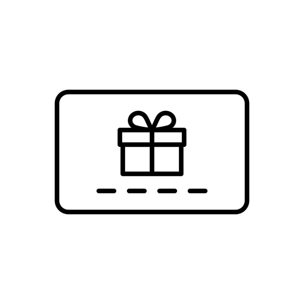 tarjeta de regalo, icono de cupón en el diseño de estilo de línea aislado en fondo blanco. trazo editable. vector