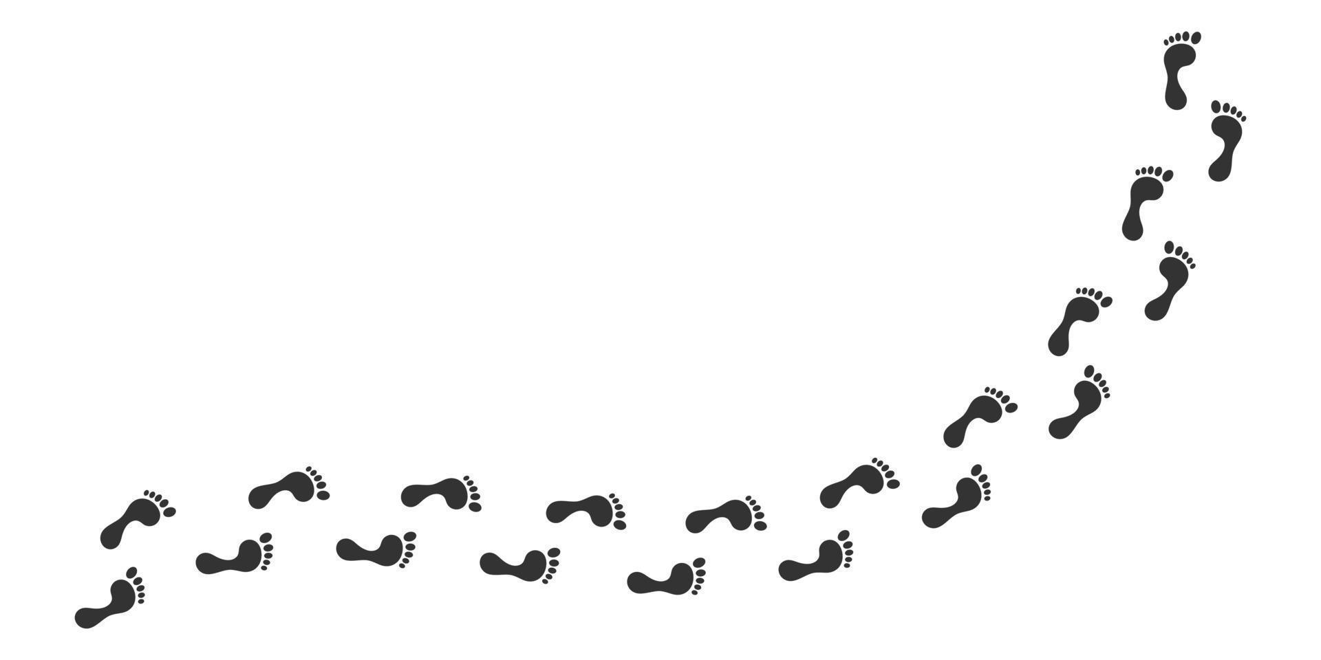 huellas de mujeres, ilustración de vectores de pasos en un diseño de estilo plano aislado en fondo blanco.