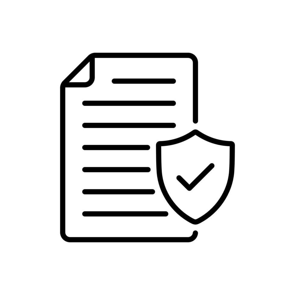 política de privacidad, icono de concepto de documento válido en el diseño de estilo de línea aislado en fondo blanco. trazo editable. vector