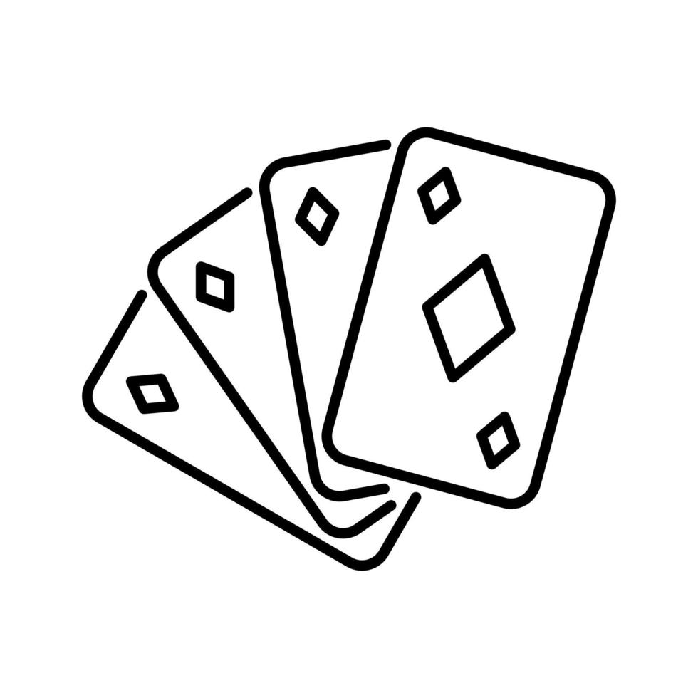 Diamond playing cards icon in line style design isolated on white background. Editable stroke. vector