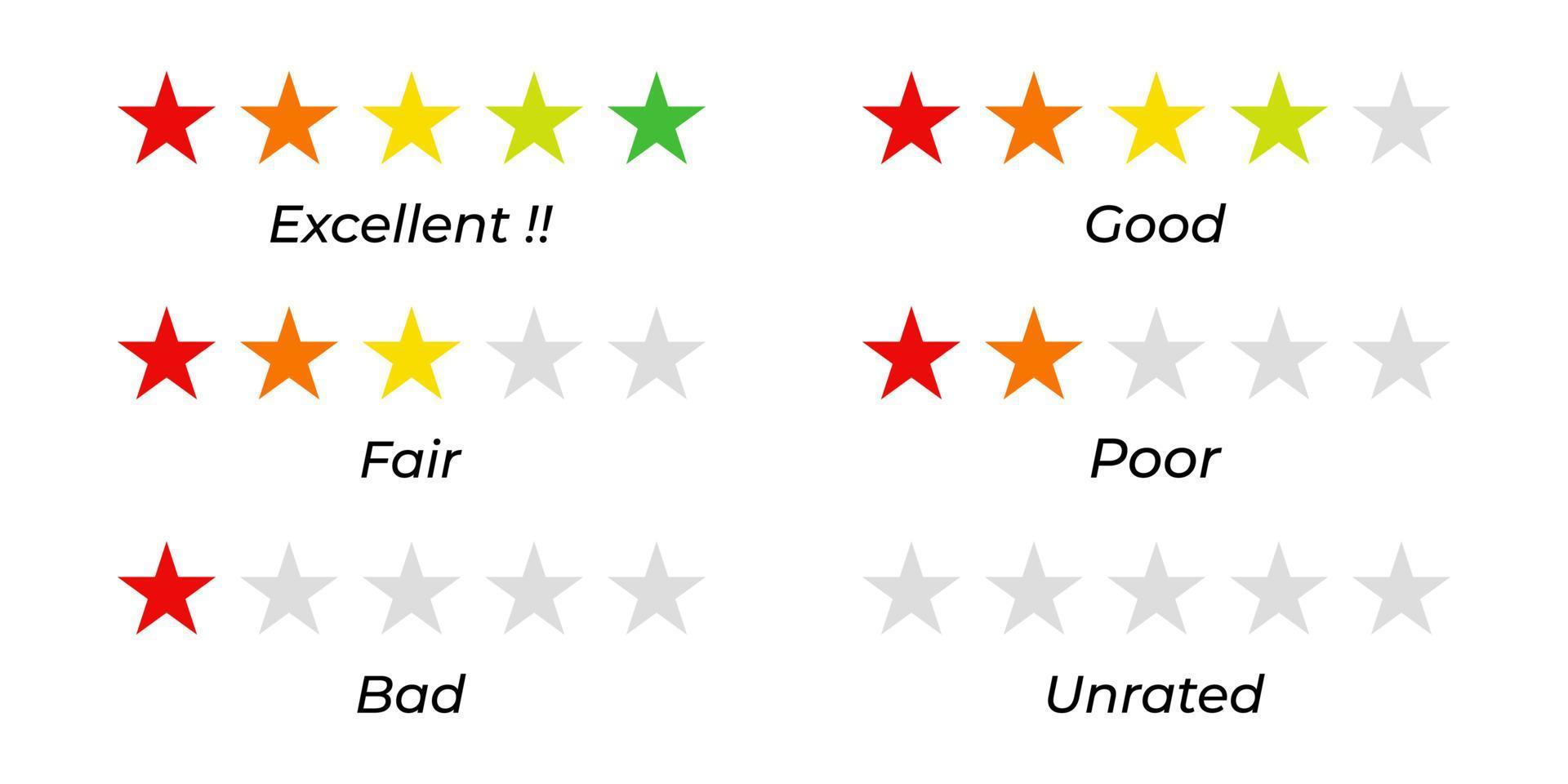 Five star rating, customer feedback concept icons in flat style design for website, app, ui, isolated on white background. vector