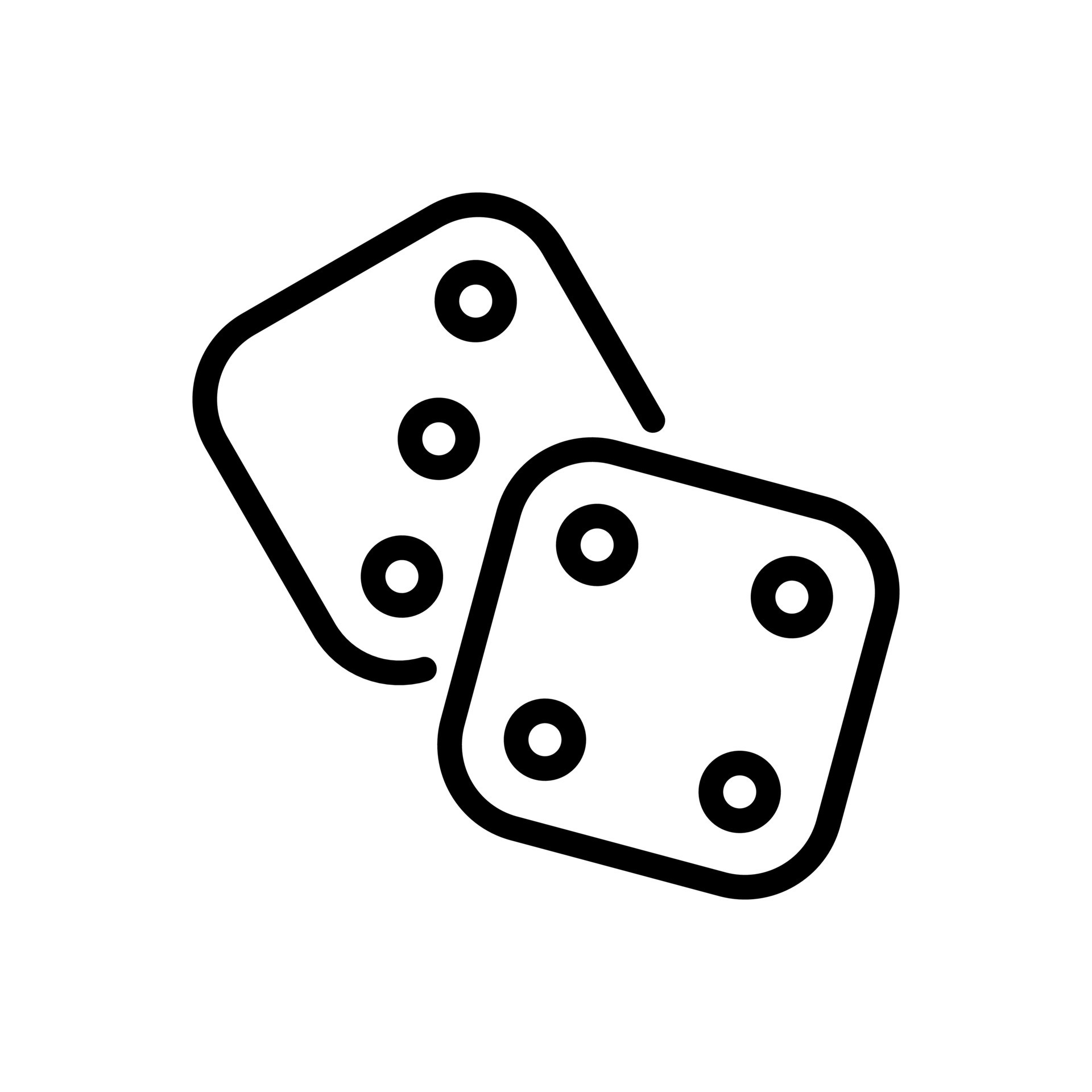 Two dice, random button icon in line style design isolated on white