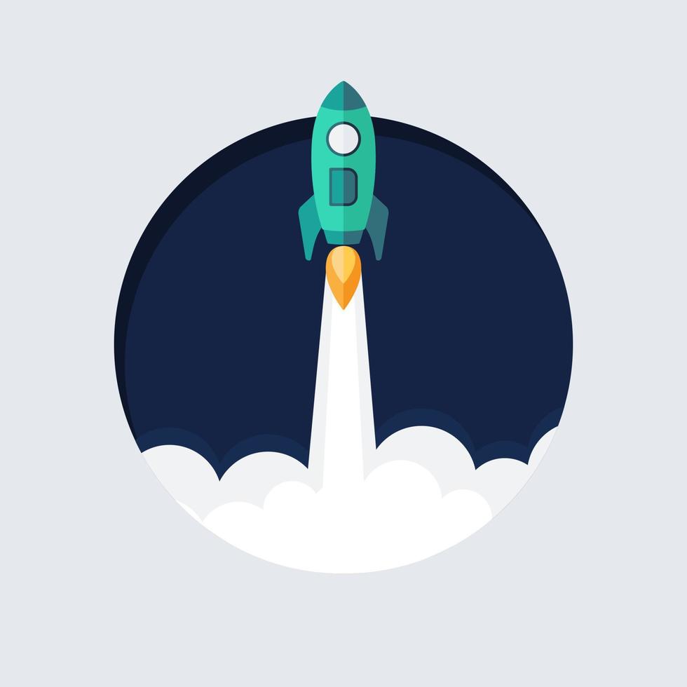 Rocket Launch Flat Illustration vector