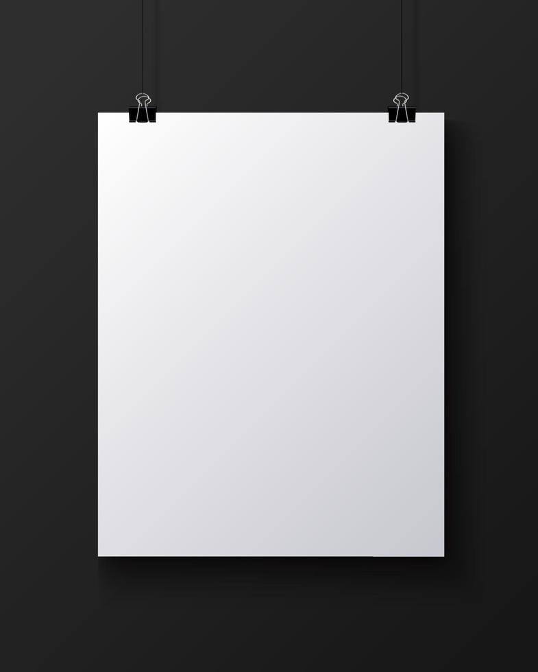 Empty Vertical Sheet of Papper on the Wall Mockup vector
